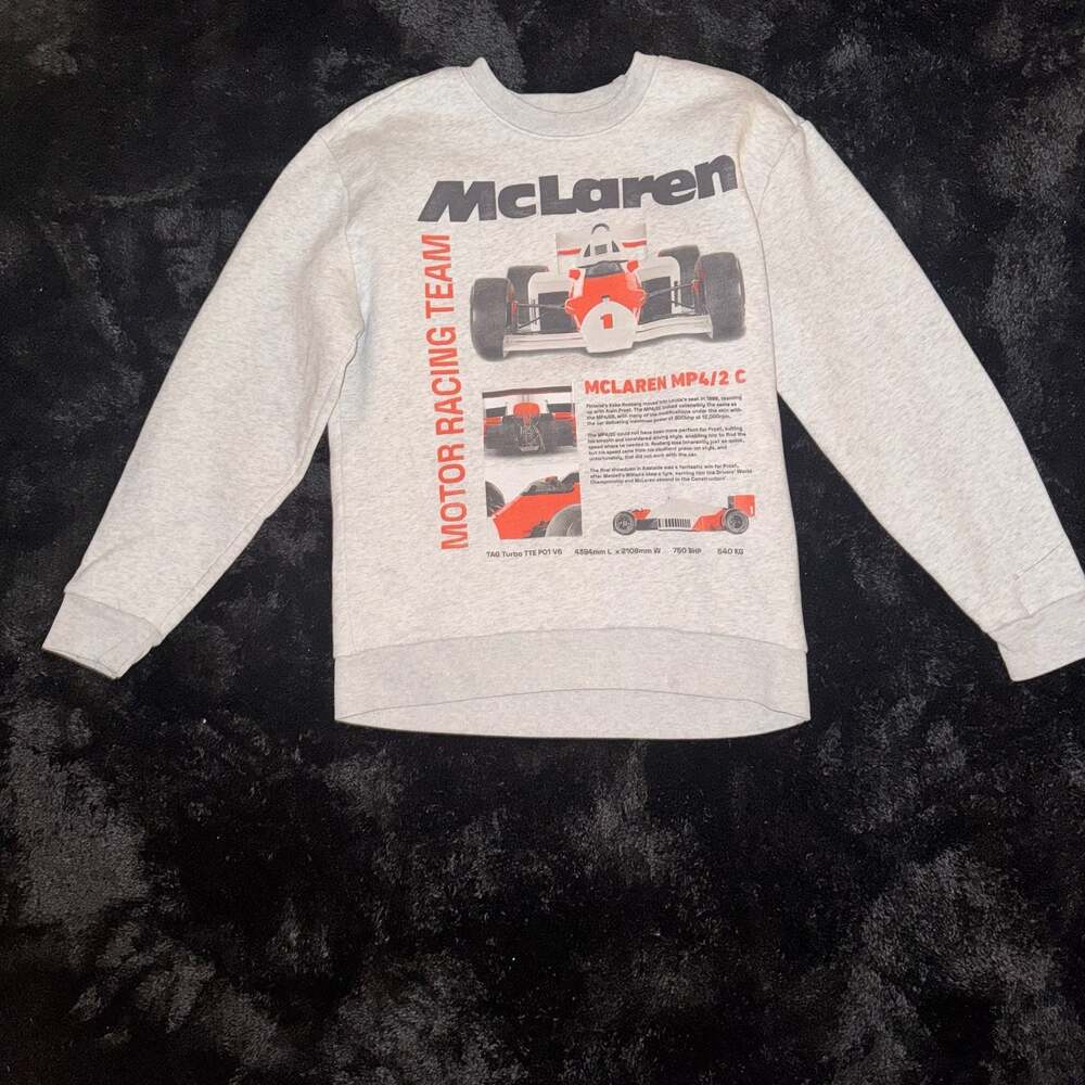 McLaren F1 MP4/2C Sweatshirt XS Gray Formula 1 Racing Team Graphic Crewneck